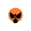 Phoenix bird fire logo icon, simple symbol isolated on white background Royalty Free Stock Photo