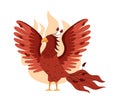 Phoenix bird, mythical creature - flat vector illustration isolated on white background. Royalty Free Stock Photo