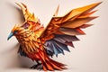 Phoenix bird, papercut illustration.