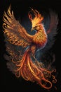 Phoenix with burning wings and tail. Generative AI