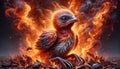 Phoenix Chick Emerging from Flames