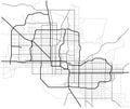 Phoenix city map USA - town streets on the plan. Monochrome line map of the scheme of road. Urban environment. Vector