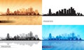 Phoenix city skyline silhouettes set