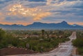 Phoenix cityscape at Dusk with dramatic stormy sky