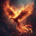 Fiery heat bird on a dark background