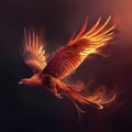 Fiery heat bird on a dark background