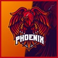 Phoenix eagle falcon hawk mascot esport logo design illustrations vector template, Live Bird logo for team game streamer youtuber