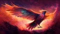 phoenix fantasy mystical fire bird flying in the sky generative AI