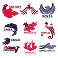 Phoenix fire bird fantasy eagle vector template company icons set Royalty Free Stock Photo