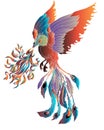 Phoenix Fire bird illustration and character design.Hand drawn Phoenix tattoo