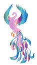 Phoenix Fire bird illustration and character design.Hand drawn Phoenix tattoo Royalty Free Stock Photo