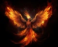 Phoenix with Fire Blazing Wings is on a black background.
