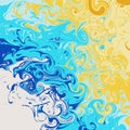 Phoenix fire blue yellow abstract background with liquid and marble pattern Royalty Free Stock Photo