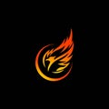 Modern fire phoenix feather logo with minimalistic design