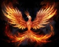 a phoenix in fire Symbol rebirth a phoenix in fire Symbol rebirth Fenix with burning wings and