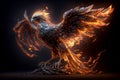 A Phoenix in flames rising from the ashes Royalty Free Stock Photo