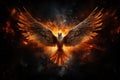 Phoenix is flying burning with fire. Birds. Mythical creatures. Generative AI