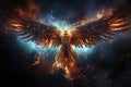 Phoenix is flying burning with fire. Birds. Mythical creatures. Generative AI