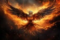 Phoenix is flying burning with fire. Birds. Mythical creatures.by Generative AI