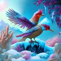 Phoenix Ice Bird, Generative AI Illustration Royalty Free Stock Photo