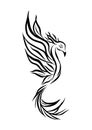 Phoenix illustration, drawing, engraving, ink, linear art, vector, bird of happiness Royalty Free Stock Photo