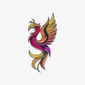 Phoenix Line Illustration Vector Design Template