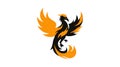 Phoenix Logo Design, Fiery Bird Emblem, Legend Mythical Creature, Black and Orange Royalty Free Stock Photo