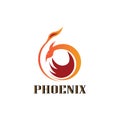 Phoenix logo template, abstract, vector illustration of fire circle design Royalty Free Stock Photo
