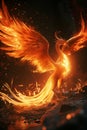 Phoenix mythical bird rising from the ashes