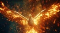 Phoenix mythical bird rising from the ashes