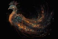 A phoenix with peacock feathers. Generative AI