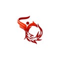 Phoenix and People Flame Fire Illustration Template Icon Isolated