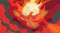 Phoenix Rising from Ashes Against Rising Sun Royalty Free Stock Photo