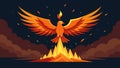 A phoenix rising from the ashes symbolizing the journey of transformation and relief from depression with the aid of