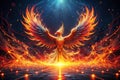 Phoenix Rising from Data Flames A Night Photography Exploration of Digital Transformations Powerful Rebirth Royalty Free Stock Photo