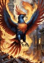 Phoenix rising from the smoke and ashes Royalty Free Stock Photo