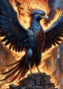 Phoenix rising from the smoke and ashes Royalty Free Stock Photo