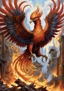 Phoenix rising from the smoke and ashes Royalty Free Stock Photo