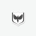 Phoenix with shield icon sticker isolated on white background Royalty Free Stock Photo