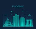 Phoenix skyline trendy vector illustration linear Royalty Free Stock Photo