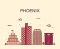 Phoenix skyline trendy vector illustration linear Royalty Free Stock Photo