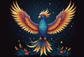 Phoenix with spread wings. Generative AI Royalty Free Stock Photo