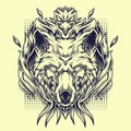 Phoenix Wolves Line Art Illustration