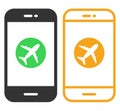 airplane mode on the smartphone, flight mode to turn off the phone Royalty Free Stock Photo