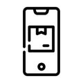 Phone app for tracking delivery line icon vector illustration