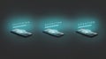 Phone artificial intelligence searching, generating, updating process mockup, dark background