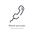 phone auricular with cable outline icon. isolated line vector illustration from tools and utensils collection. editable thin