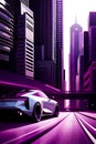 A Phone Background of Synthwave Car Speeding on Modern City  3 Royalty Free Stock Photo