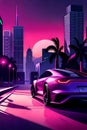 A Phone Background of Synthwave Car Speeding on Modern City  5 Royalty Free Stock Photo