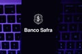 Phone with the Banco Safra logo is one of the ten largest banks in Brazi